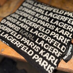 Karl Lagerfeld Black and White Logo Scarf